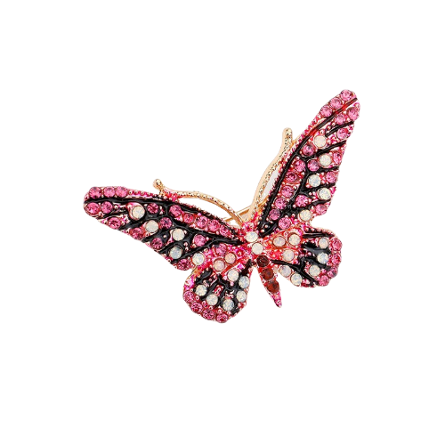Crystal Butterfly Pin Brooch Pink