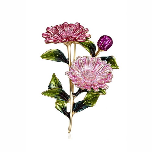 Enamel Flower Pin Brooch Pink