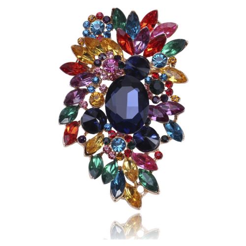 PA3857 Large Floral Pin Brooch Multicolour