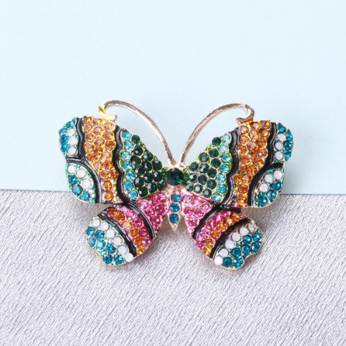 PA4064 Enamelled Rhinestone Butterfly Pin Brooch Multicolour