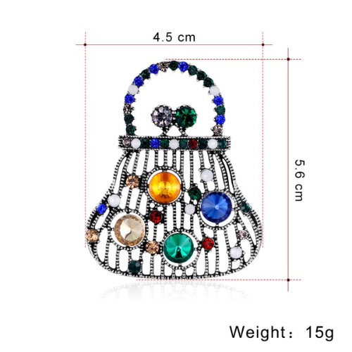 Handbag Rhinestone Pin Brooch Multicolour