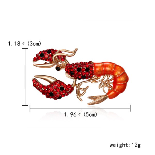 Enamel Lobster Pin Brooch Red