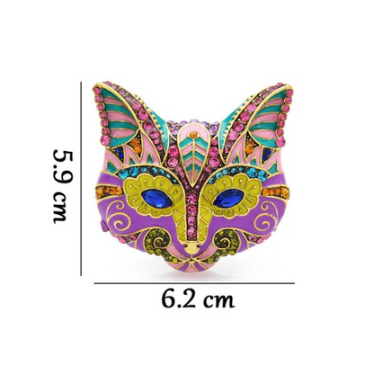 Jumbo Kitty Cat Rhinestone & Enamel Pin Brooch