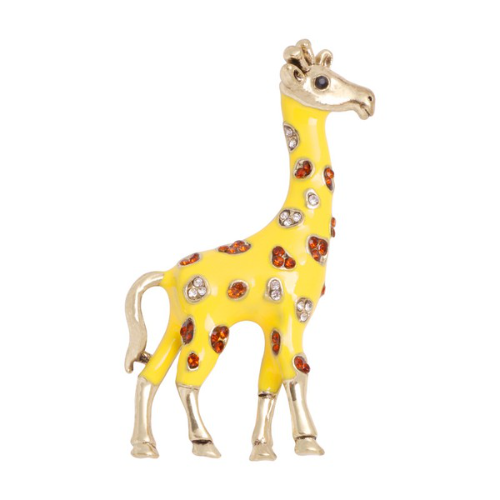 PA3513 Giraffe Rhinestone & Enamel Pin Brooch Yellow