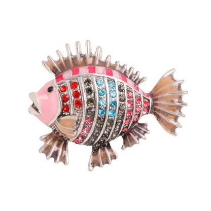 PA3511 Big Fish Rhinestone & Enamel Pin Brooch Pink