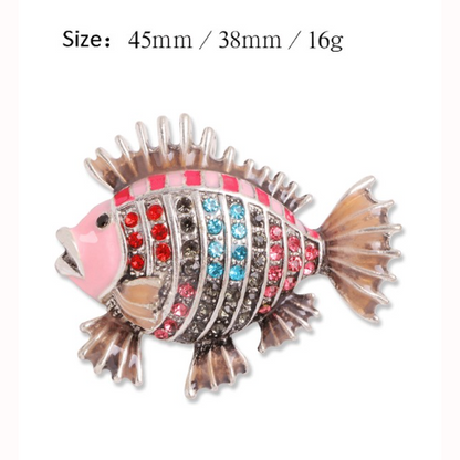 Big Fish Rhinestone & Enamel Pin Brooch Pink