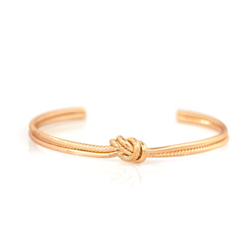 Brass Etched Knot Bangle Gold