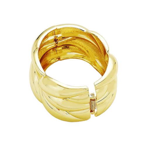 Embossed Hinged Bracelet Gold