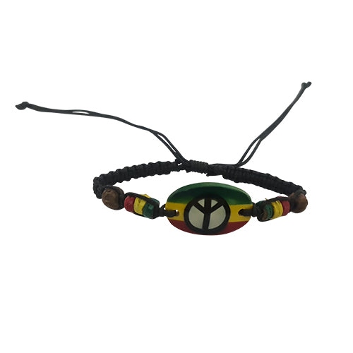 Independence Bead & Leather Peace Sign Bracelet