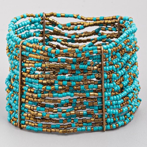 Turquoise & Gold Statement Bead Bracelet
