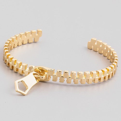Zipper Cuff Bracelet Gold