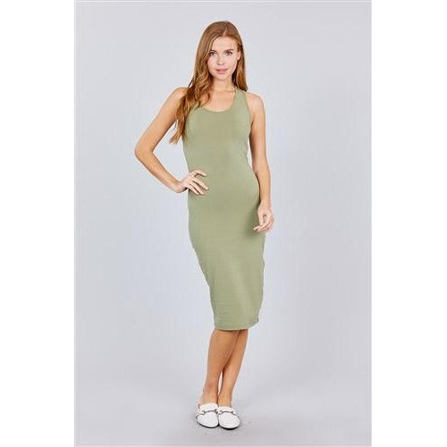 D9852 Racerback Midi Dress Olive