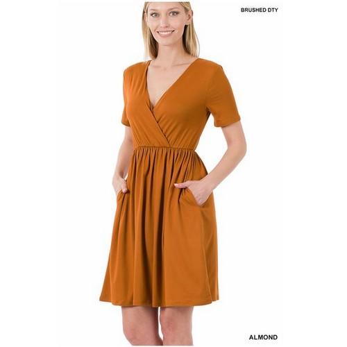PD-2376AB Surplice Dress Almond
