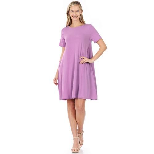 RD-9495P Flared Dress With Side Pockets Dark Mauve