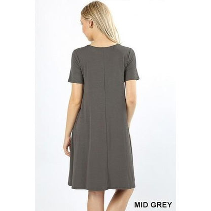 RD-9495P Flared Dress With Side Pockets Mid Grey