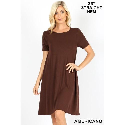 RD-9495AB Short Sleeve Flared Dress With Side Pockets Americano