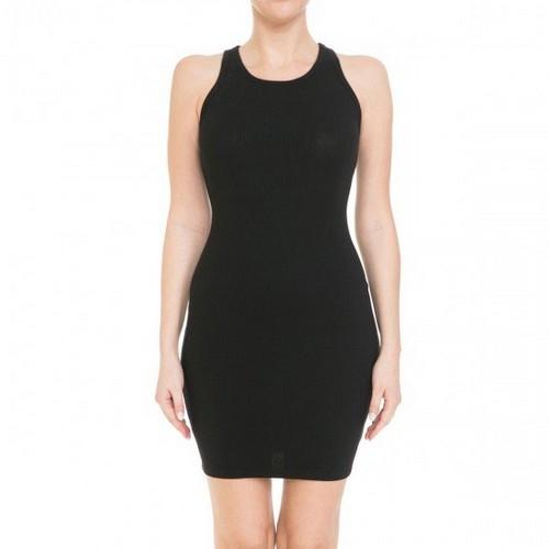 72688 Sleeveless Racerback Bodycon Dress Black