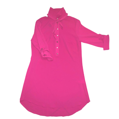 Jo 30 Pussy Bow Shirt Dress Fuchsia