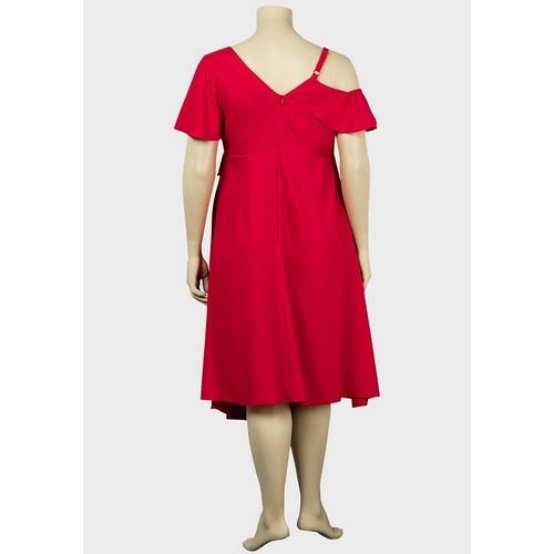 Simply Be One Sleeve Midi Dress Red