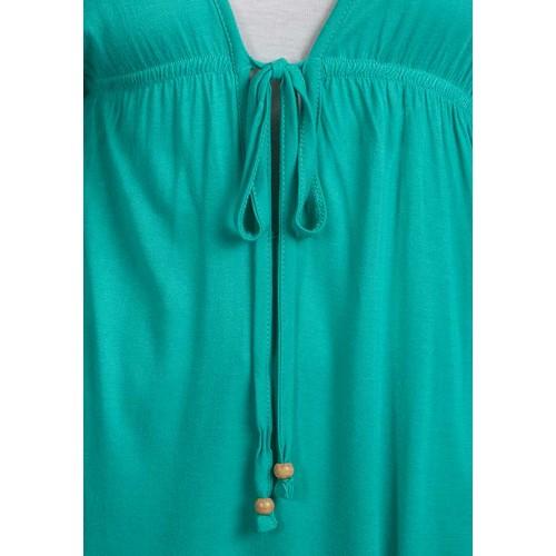 Plus Size Tie V-Neck Batwing Dress Green