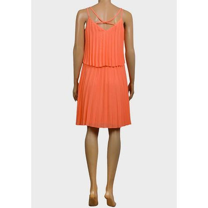 2 Piece Effect Pleated Dress Tangerine