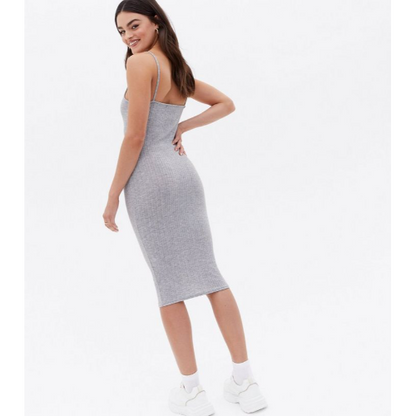 New Look Rib Midi Dress Grey Seasons Fashion New Look Rib Midi Dress Grey Seasons Fashion