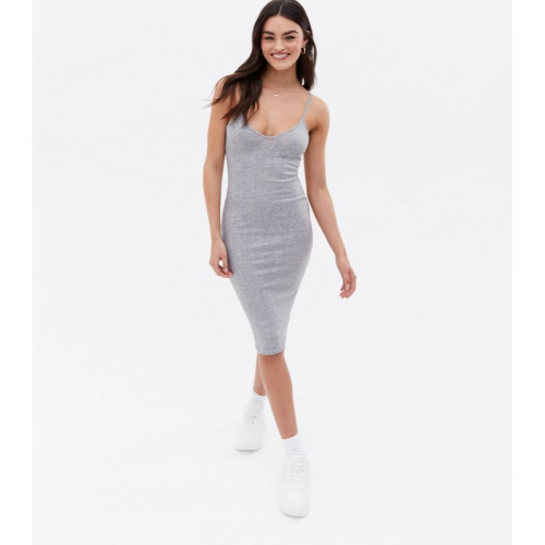 New Look Rib Midi Dress Grey