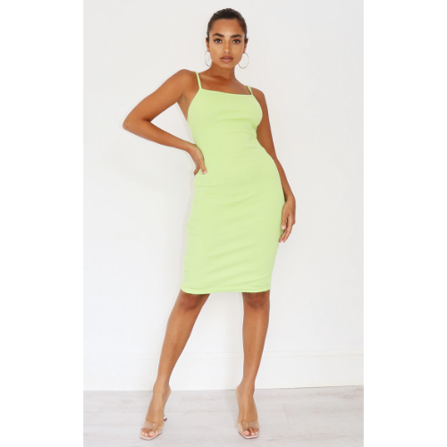 New Look Rib Midi Dress Lime Green