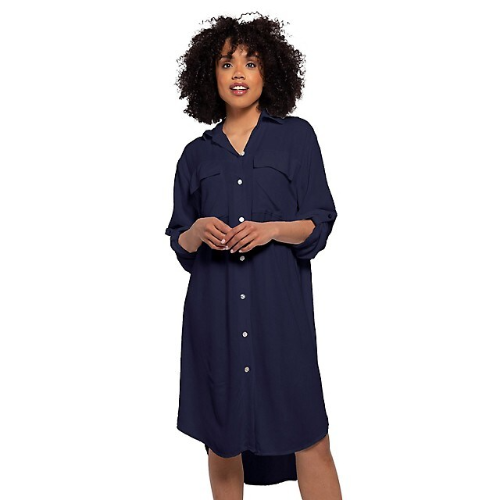 Jo 30 Breast Pocket Shirt Dress Navy