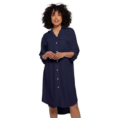 Jo 30 Breast Pocket Shirt Dress Navy