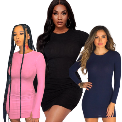 New Look Ruche Sleeve Rib Dress