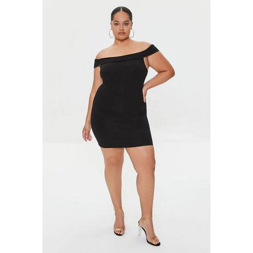 Plus Size Off-the-Shoulder Dress Black