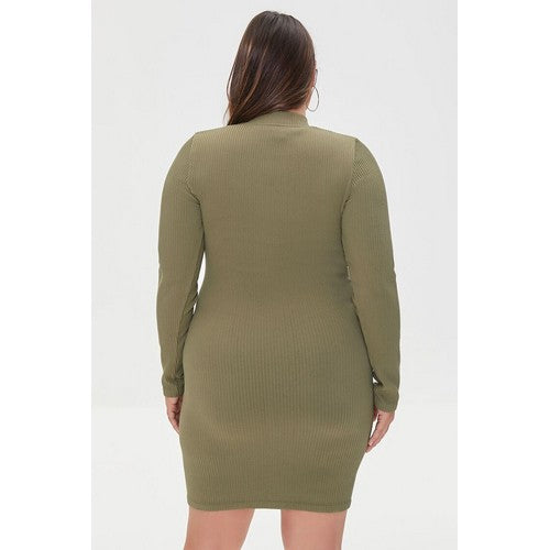 Plus Size Bodycon Mini Dress Olive