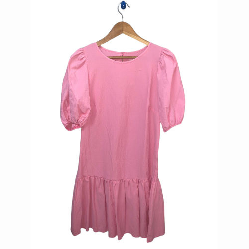 ASOS Puff Sleeve Skater Dress Pink