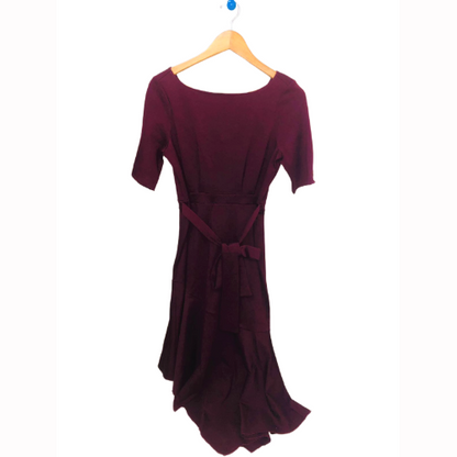 Edie B Button Detail Dress Burgundy