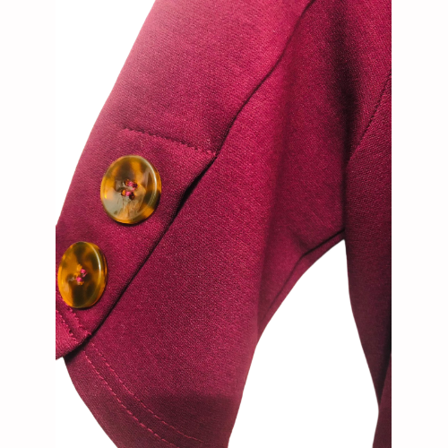 Edie B Button Detail Dress Burgundy
