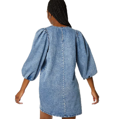 George Acid Wash Mom Denim Shift Dress