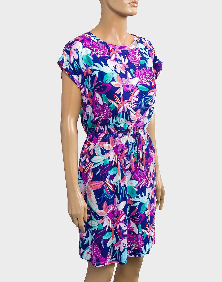 M&Co Floral Tie Waist Jersey Dress Multi