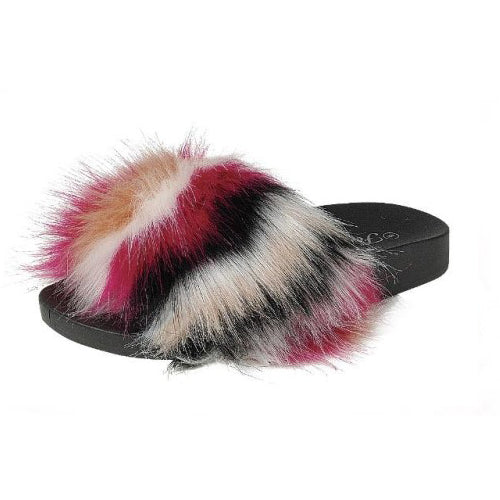 Fur Slides Red Multi