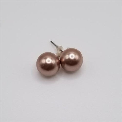 Small Pearl Stopper Stud Earring Champagne