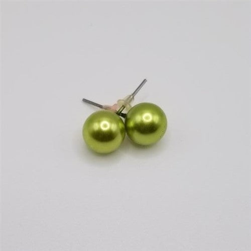 Small Pearl Stopper Stud Earring Green