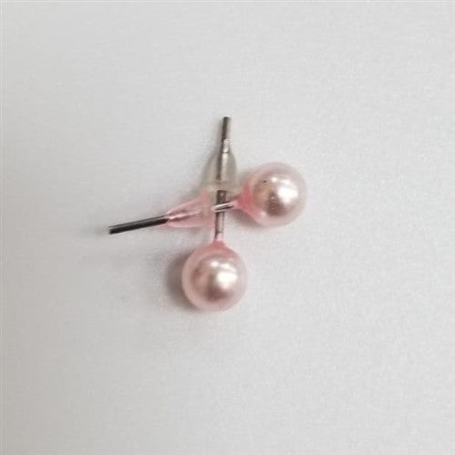 Small Pearl Stopper Stud Earring Light Pink