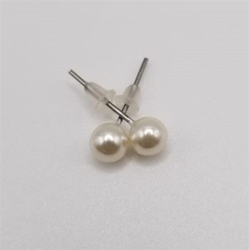 Small Pearl Stopper Stud Earring White