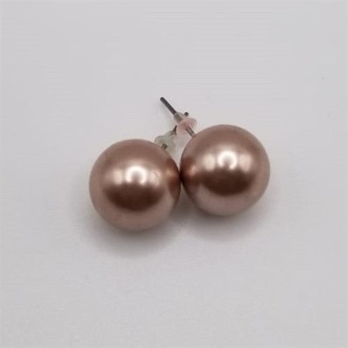 Large Pearl Stopper Stud Earring Bronze