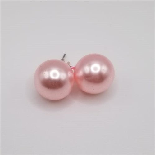 Large Pearl Stopper Stud Earring Light Pink
