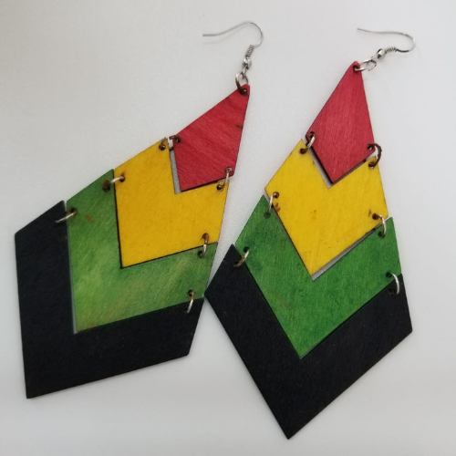 Independence Rhombus Wooden Earring
