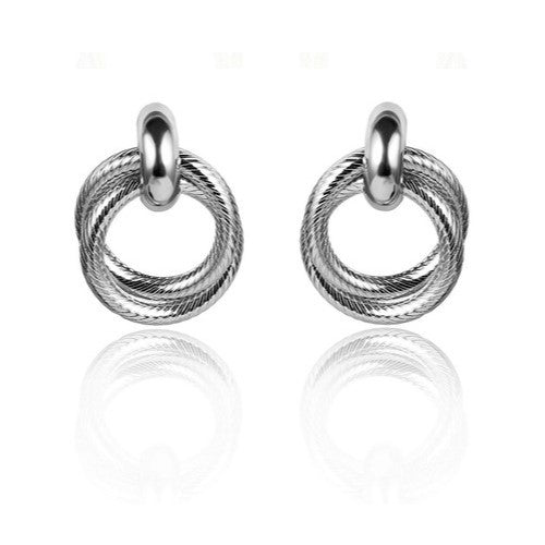 Double Layer Spiral Earrings Silver