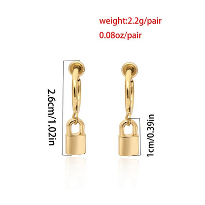 Small Padlock Hoop Earrings Gold