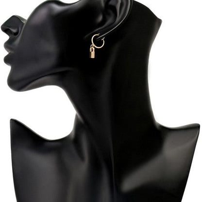 Small Padlock Hoop Earrings Gold