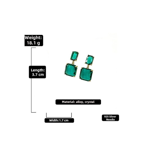 Sterling Silver 925 Luxury Emerald Drop Earrings